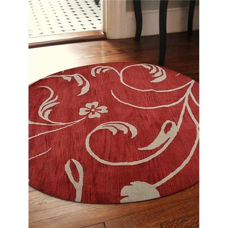 GLITZY RUGS Glitzy Rugs UBSK00733T2601B8 8 x 8 ft. Hand Tufted Wool Floral Round Area Rug; Red & Beige UBSK00733T2601B8